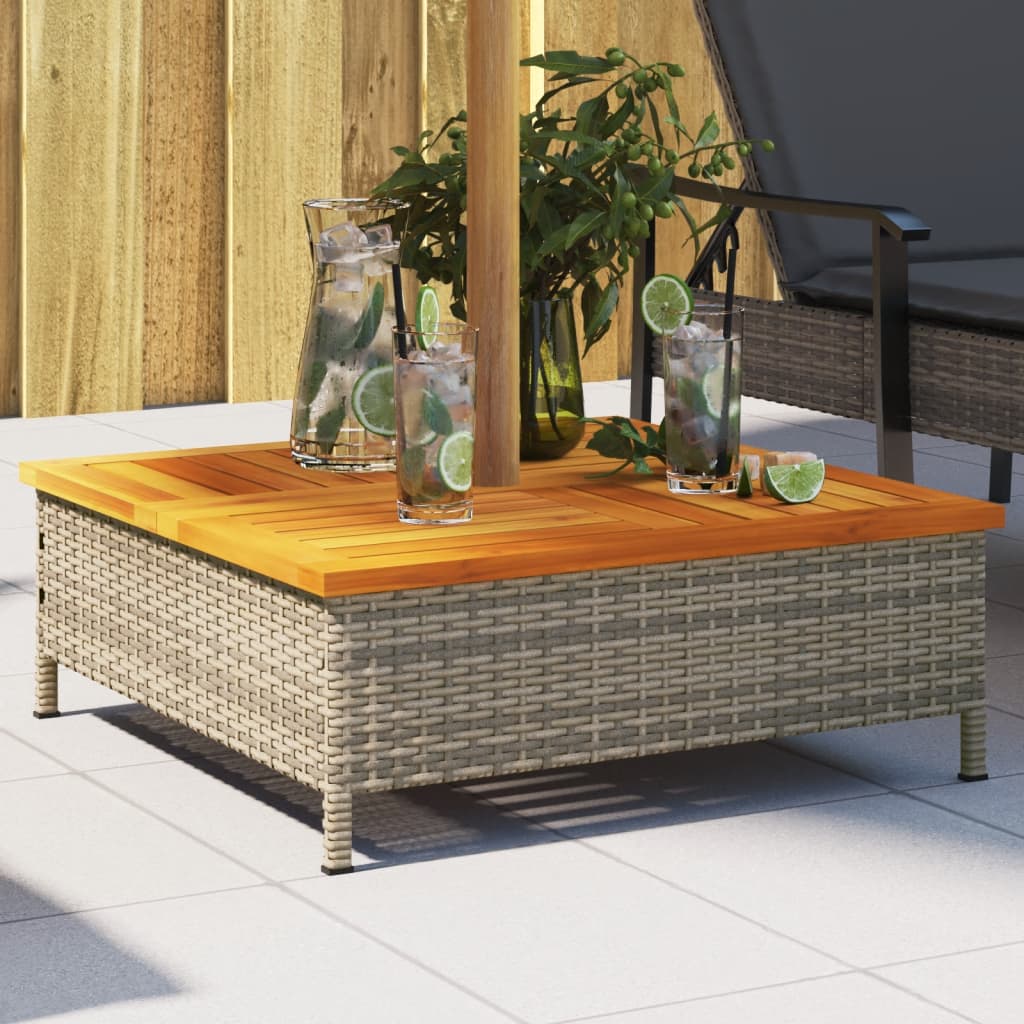 Parasolvoetbedekking 70x70x25 cm poly rattan acaciahout grijs is nu te koop bij PeponiXL, paradijselijk wonen!