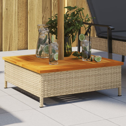 Parasolvoetbedekking 70x70x25 cm poly rattan acaciahout beige is nu te koop bij PeponiXL, paradijselijk wonen!