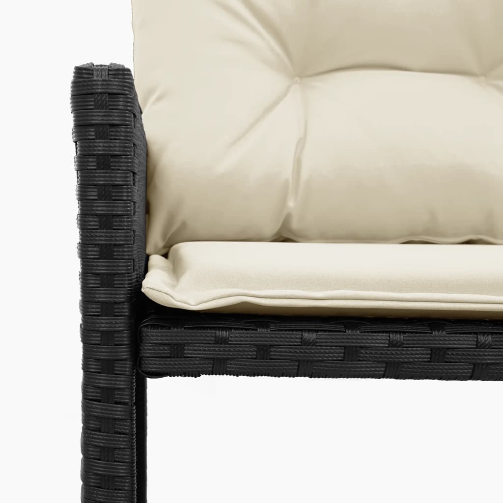 Tuinbank met tafel en kussens L-vormig poly rattan zwart is nu te koop bij PeponiXL, paradijselijk wonen!