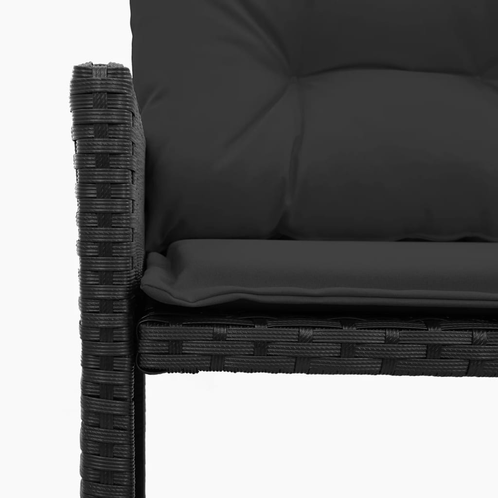 Tuinbank met tafel en kussens L-vormig poly rattan zwart is nu te koop bij PeponiXL, paradijselijk wonen!