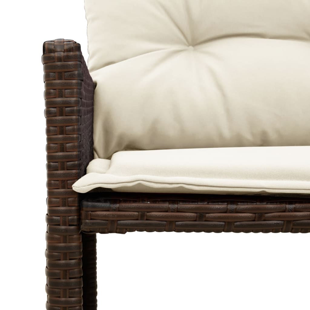 Tuinbank met tafel en kussens L-vormig poly rattan bruin is nu te koop bij PeponiXL, paradijselijk wonen!