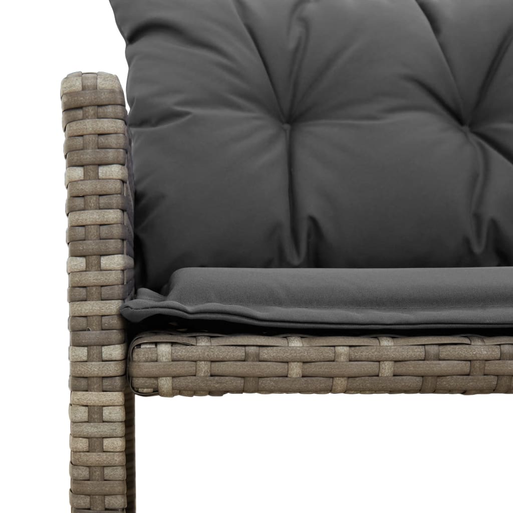 Tuinbank met tafel en kussens L-vormig poly rattan grijs is nu te koop bij PeponiXL, paradijselijk wonen!