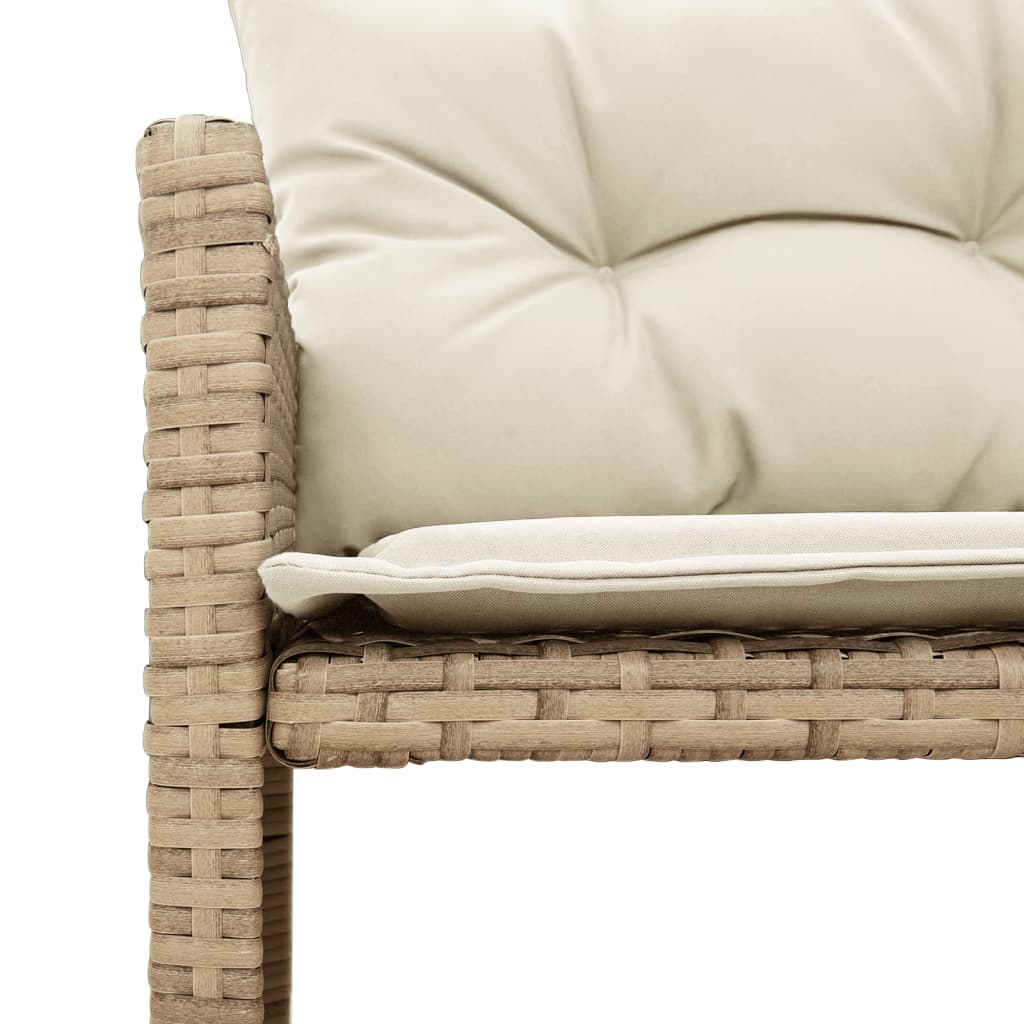 Tuinbank met tafel en kussens L-vormig poly rattan beige is nu te koop bij PeponiXL, paradijselijk wonen!