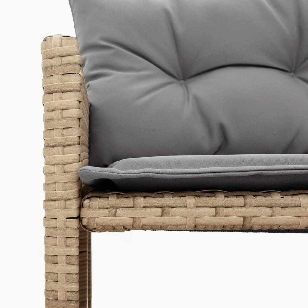 Tuinbank met tafel en kussens L-vormig poly rattan beige is nu te koop bij PeponiXL, paradijselijk wonen!