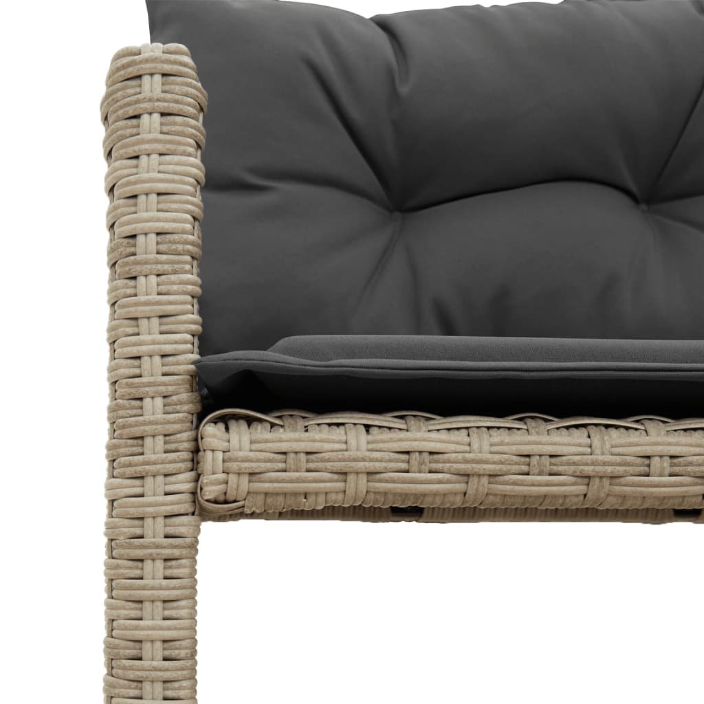 Tuinbank met tafel en kussens L-vormig poly rattan lichtgrijs is nu te koop bij PeponiXL, paradijselijk wonen!