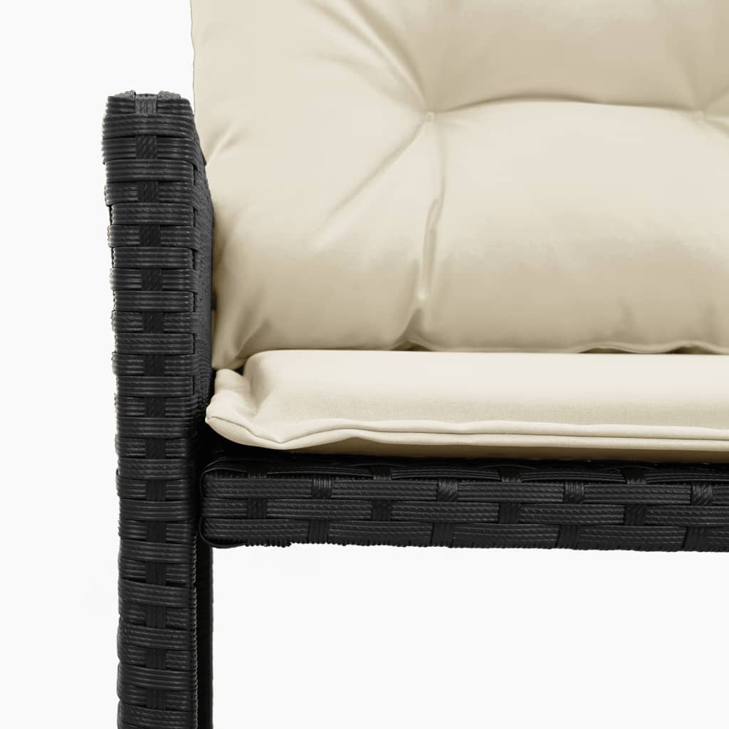 Tuinbank met tafel en kussens L-vormig poly rattan zwart is nu te koop bij PeponiXL, paradijselijk wonen!