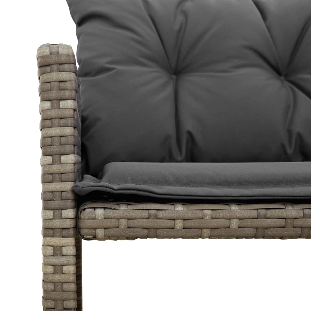 Tuinbank met tafel en kussens L-vormig poly rattan grijs is nu te koop bij PeponiXL, paradijselijk wonen!