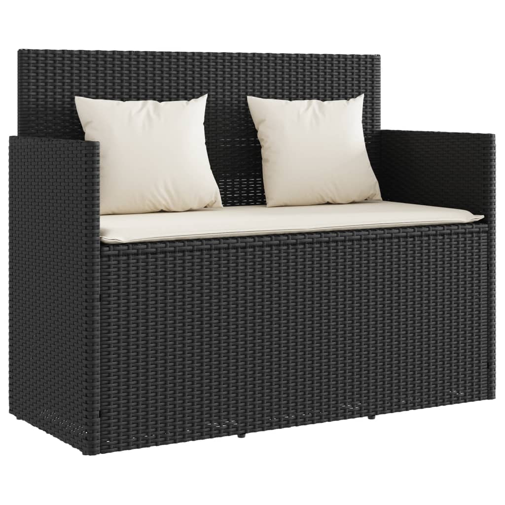 Tuinbank met kussens poly rattan zwart is nu te koop bij PeponiXL, paradijselijk wonen!