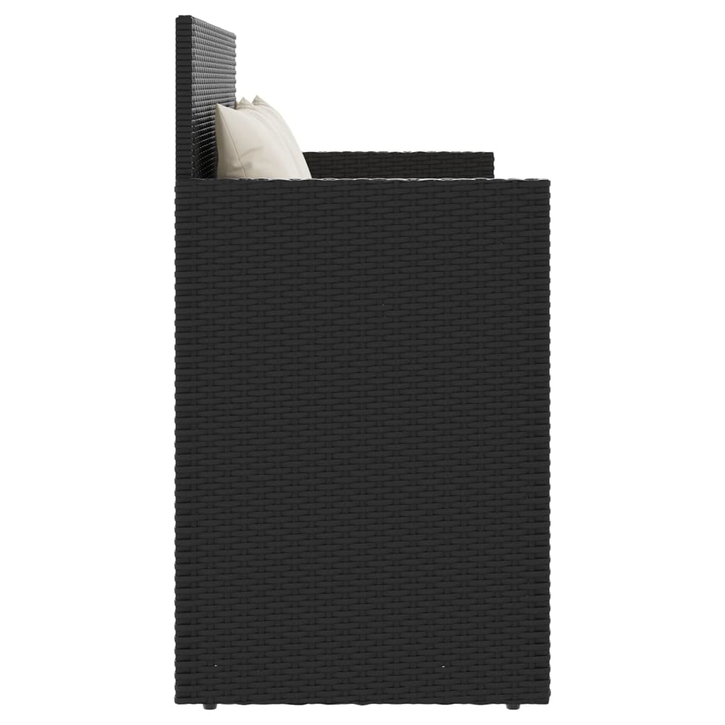 Tuinbank met kussens poly rattan zwart is nu te koop bij PeponiXL, paradijselijk wonen!