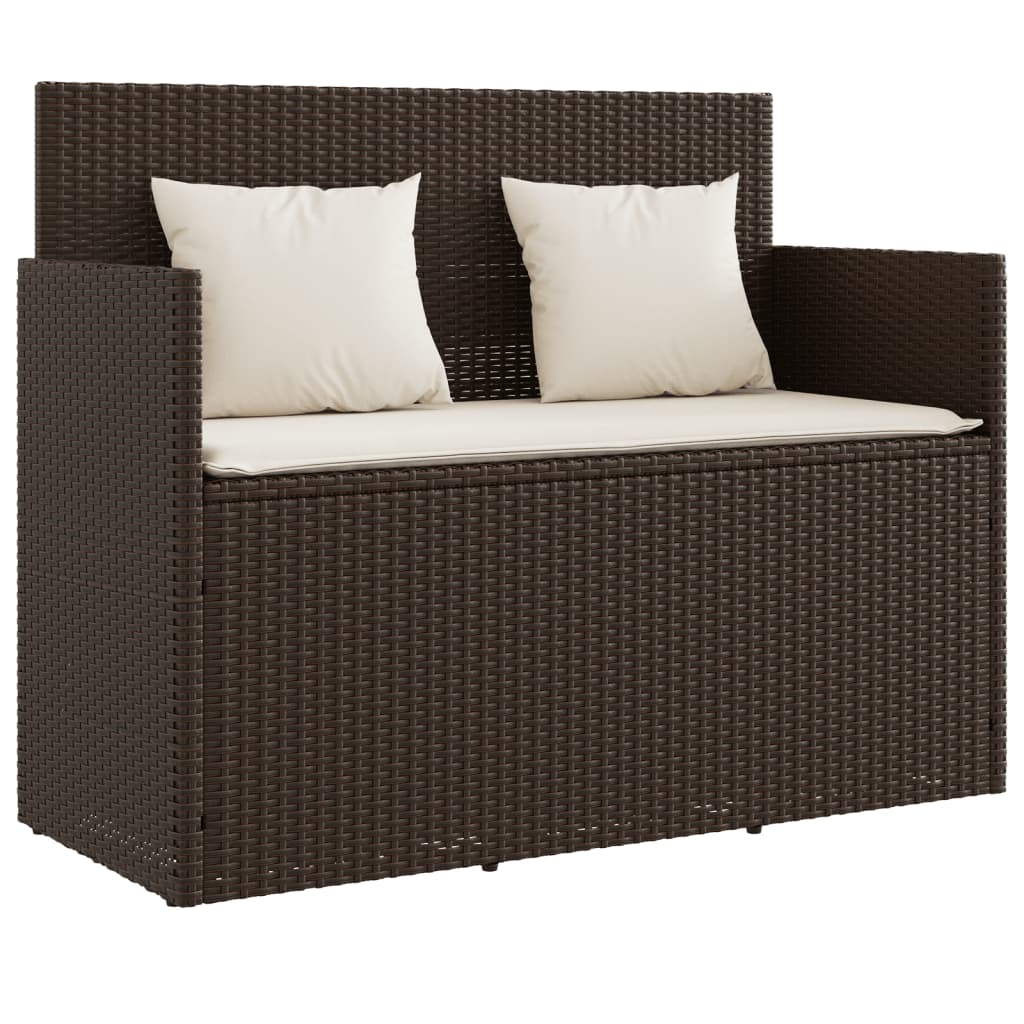 Tuinbank met kussens poly rattan bruin is nu te koop bij PeponiXL, paradijselijk wonen!