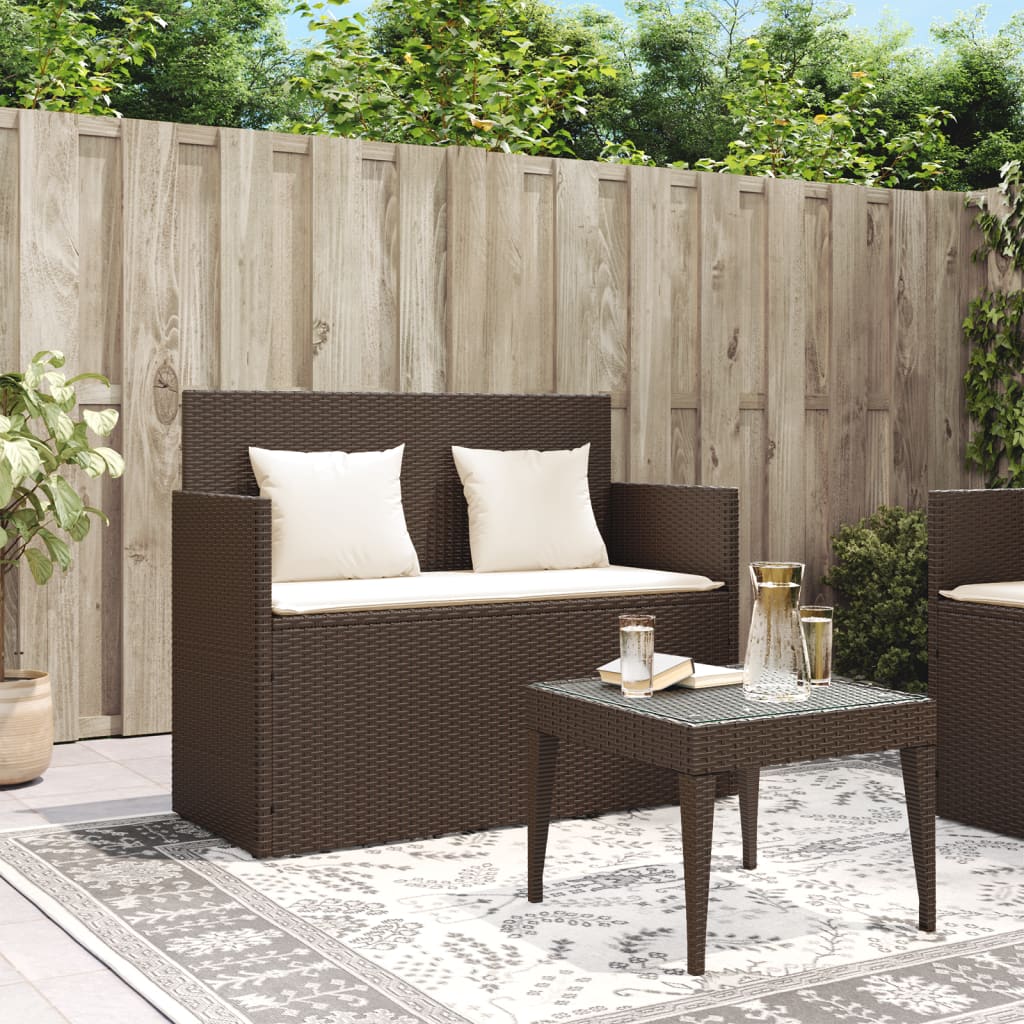 Tuinbank met kussens poly rattan bruin is nu te koop bij PeponiXL, paradijselijk wonen!