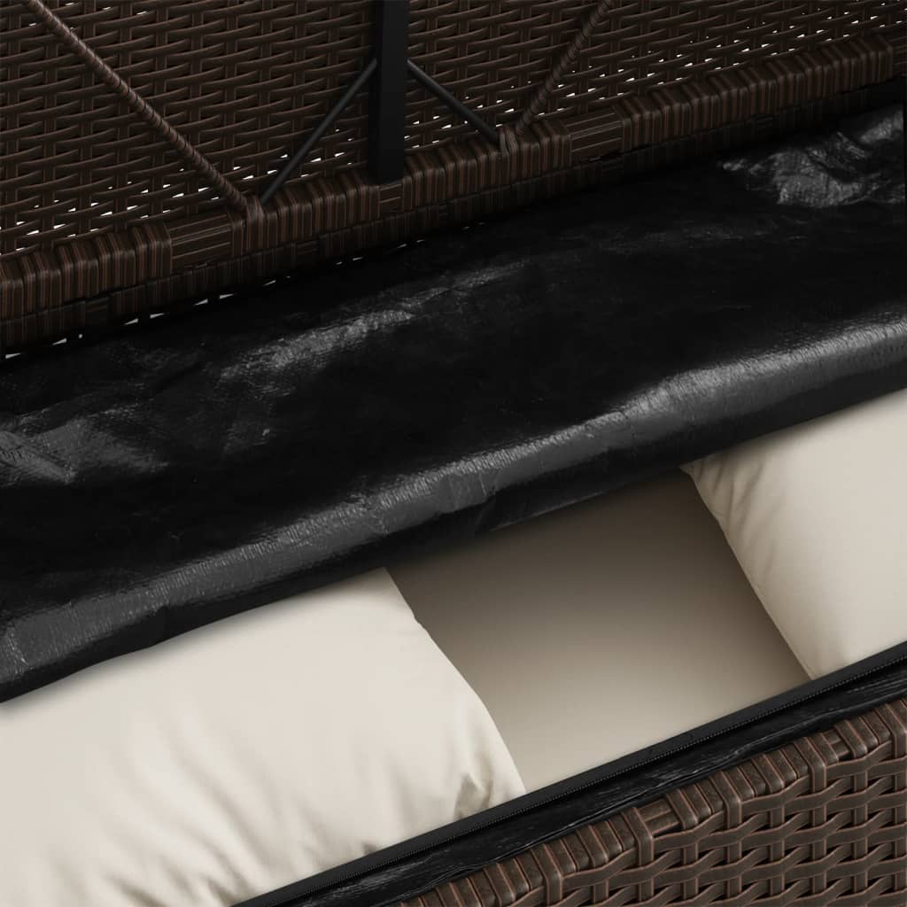 Tuinbank met kussens poly rattan bruin is nu te koop bij PeponiXL, paradijselijk wonen!