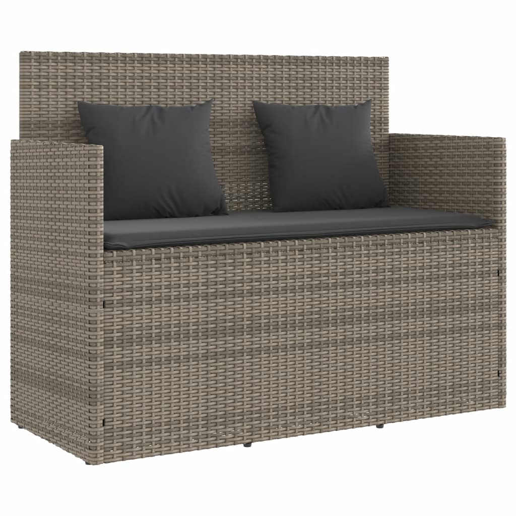 Tuinbank met kussens poly rattan grijs is nu te koop bij PeponiXL, paradijselijk wonen!