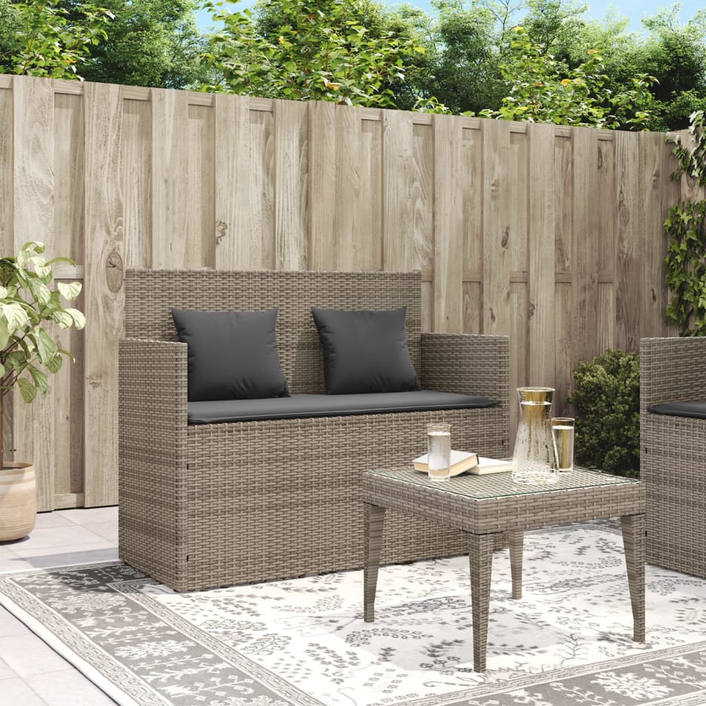 Tuinbank met kussens poly rattan grijs is nu te koop bij PeponiXL, paradijselijk wonen!