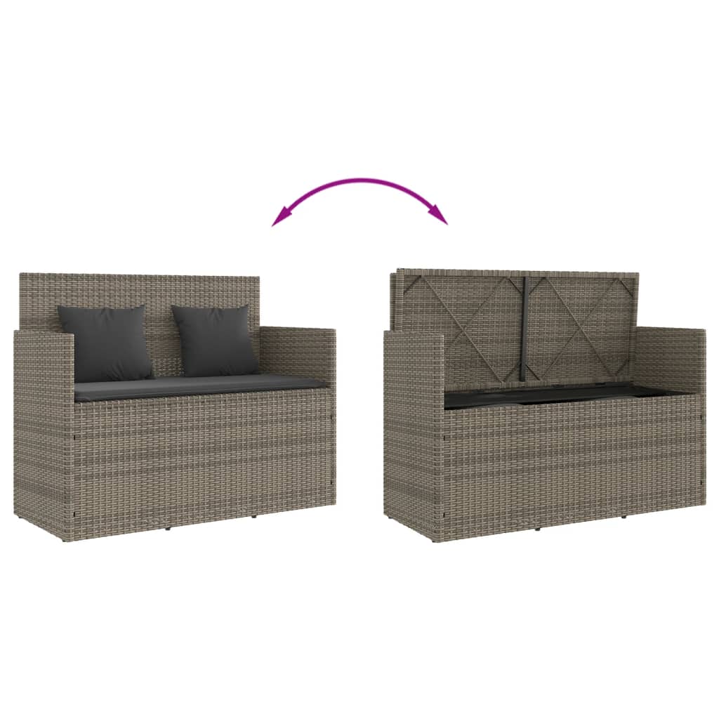 Tuinbank met kussens poly rattan grijs is nu te koop bij PeponiXL, paradijselijk wonen!