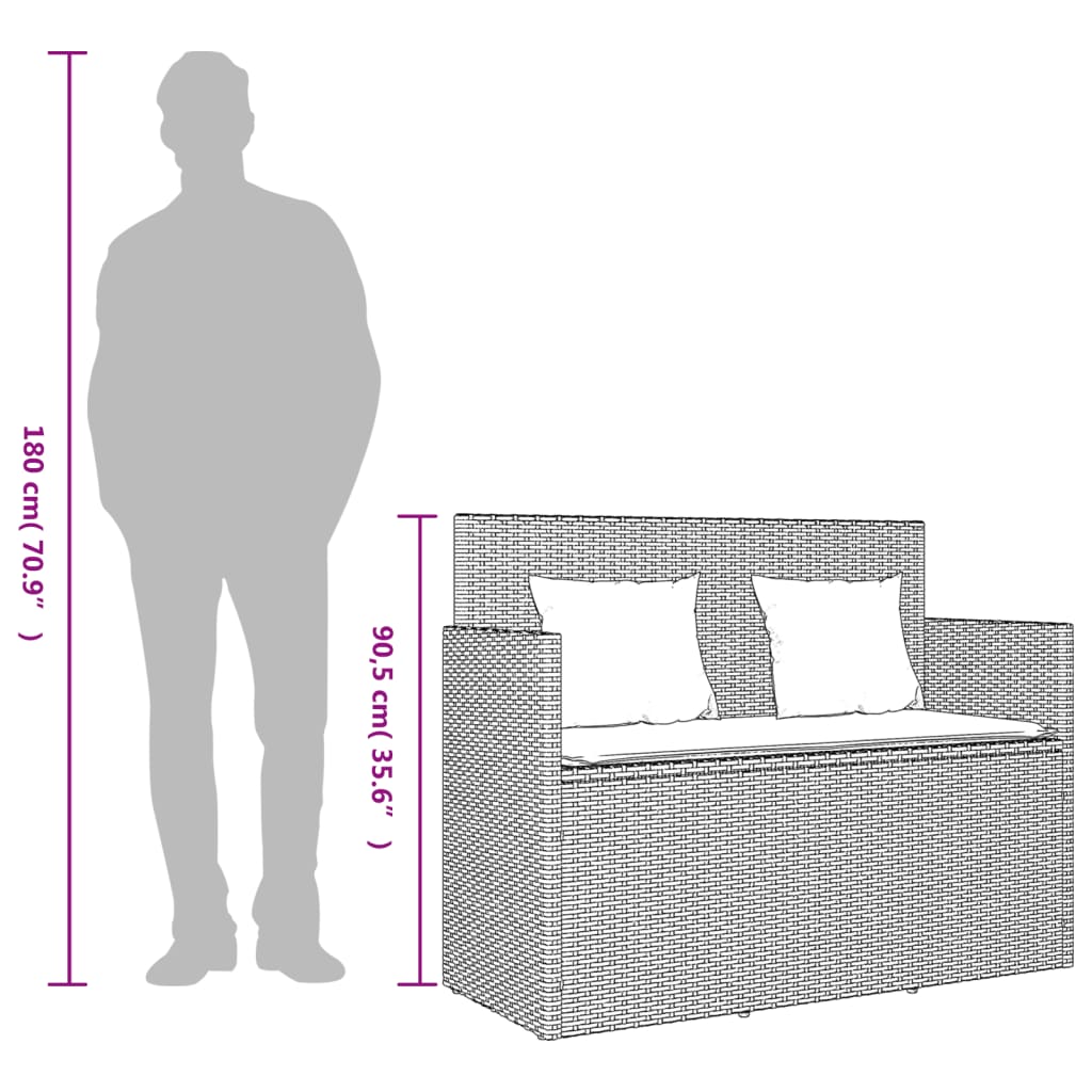 Tuinbank met kussens poly rattan grijs is nu te koop bij PeponiXL, paradijselijk wonen!