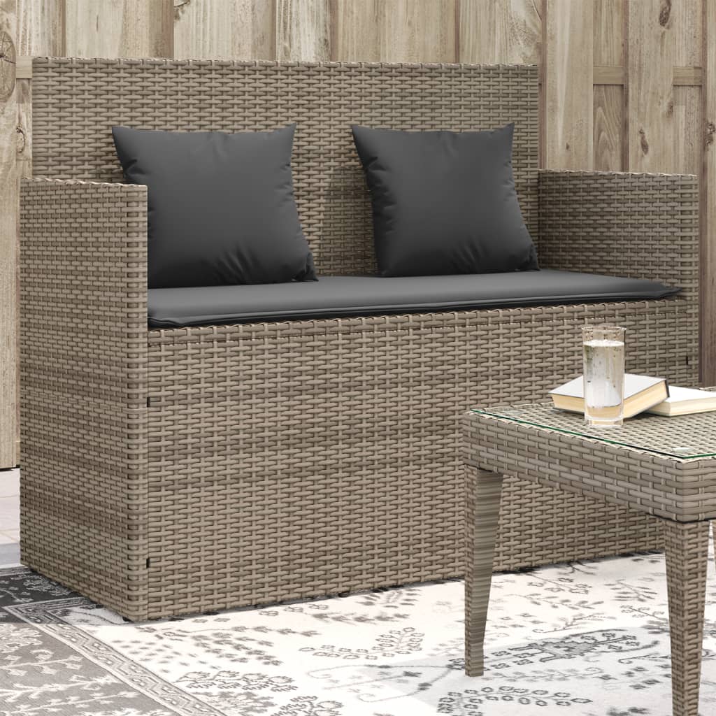 Tuinbank met kussens poly rattan grijs is nu te koop bij PeponiXL, paradijselijk wonen!