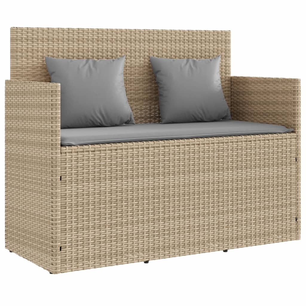 Tuinbank met kussens poly rattan beige is nu te koop bij PeponiXL, paradijselijk wonen!