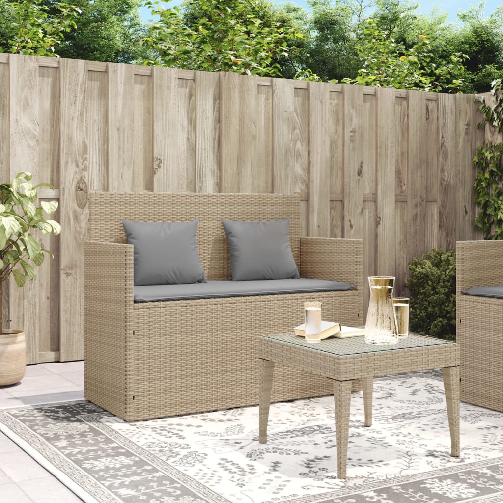 Tuinbank met kussens poly rattan beige is nu te koop bij PeponiXL, paradijselijk wonen!