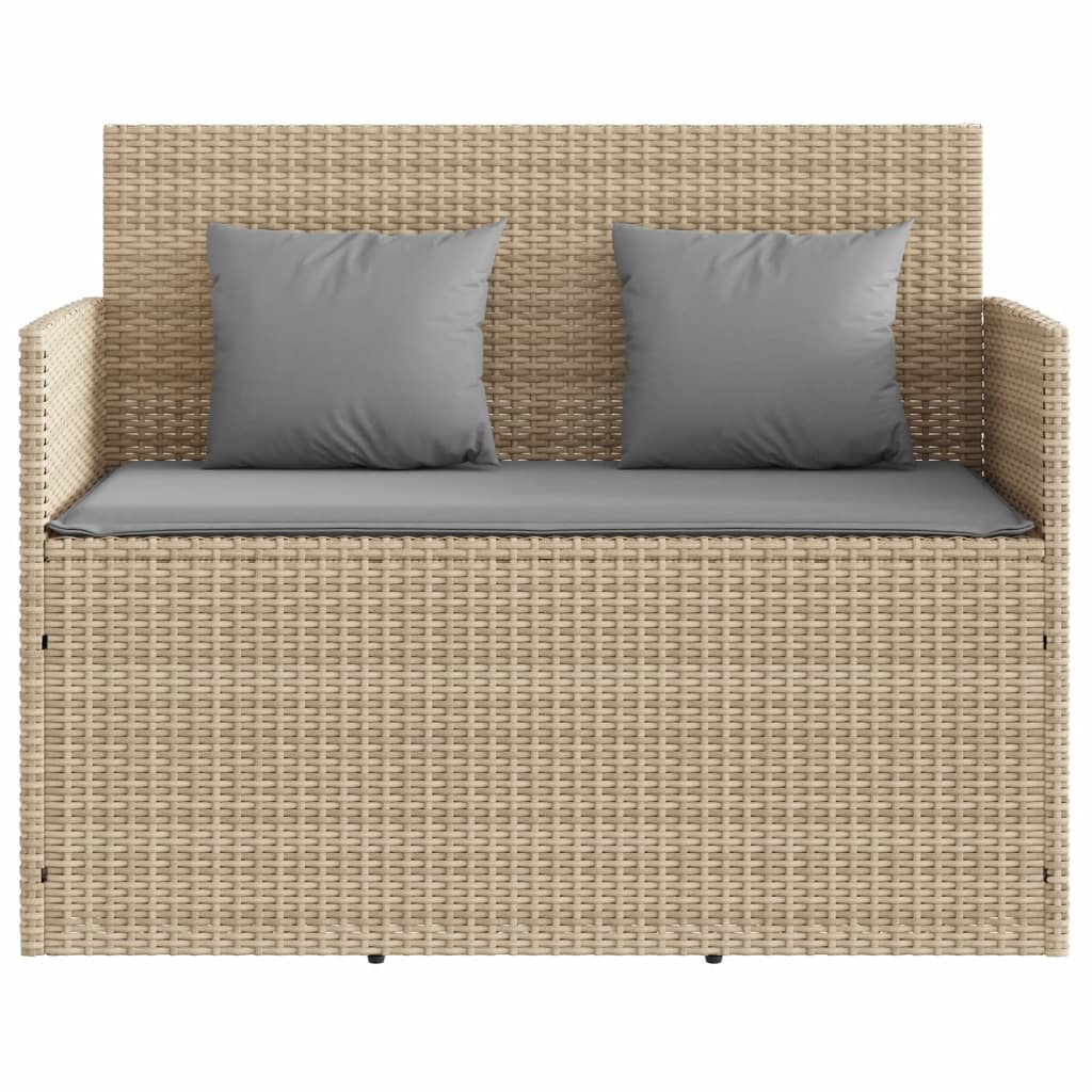 Tuinbank met kussens poly rattan beige is nu te koop bij PeponiXL, paradijselijk wonen!