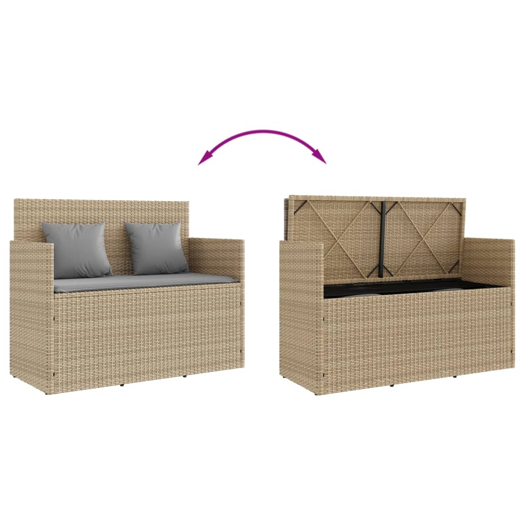 Tuinbank met kussens poly rattan beige is nu te koop bij PeponiXL, paradijselijk wonen!