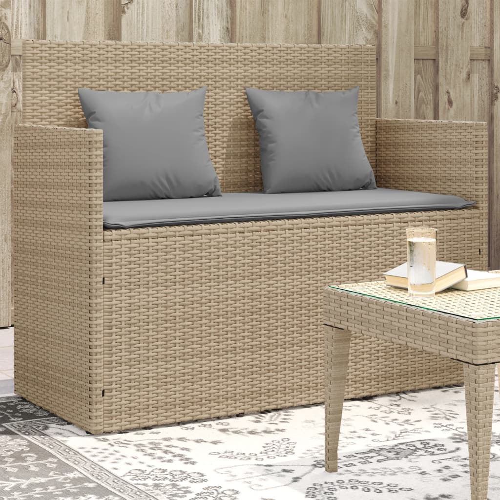 Tuinbank met kussens poly rattan beige is nu te koop bij PeponiXL, paradijselijk wonen!