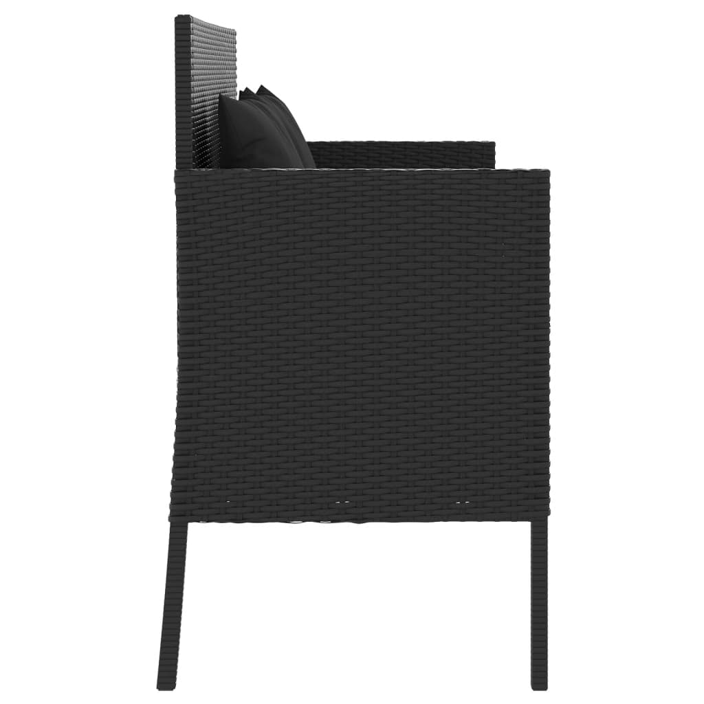 Tuinbank met kussens poly rattan zwart is nu te koop bij PeponiXL, paradijselijk wonen!