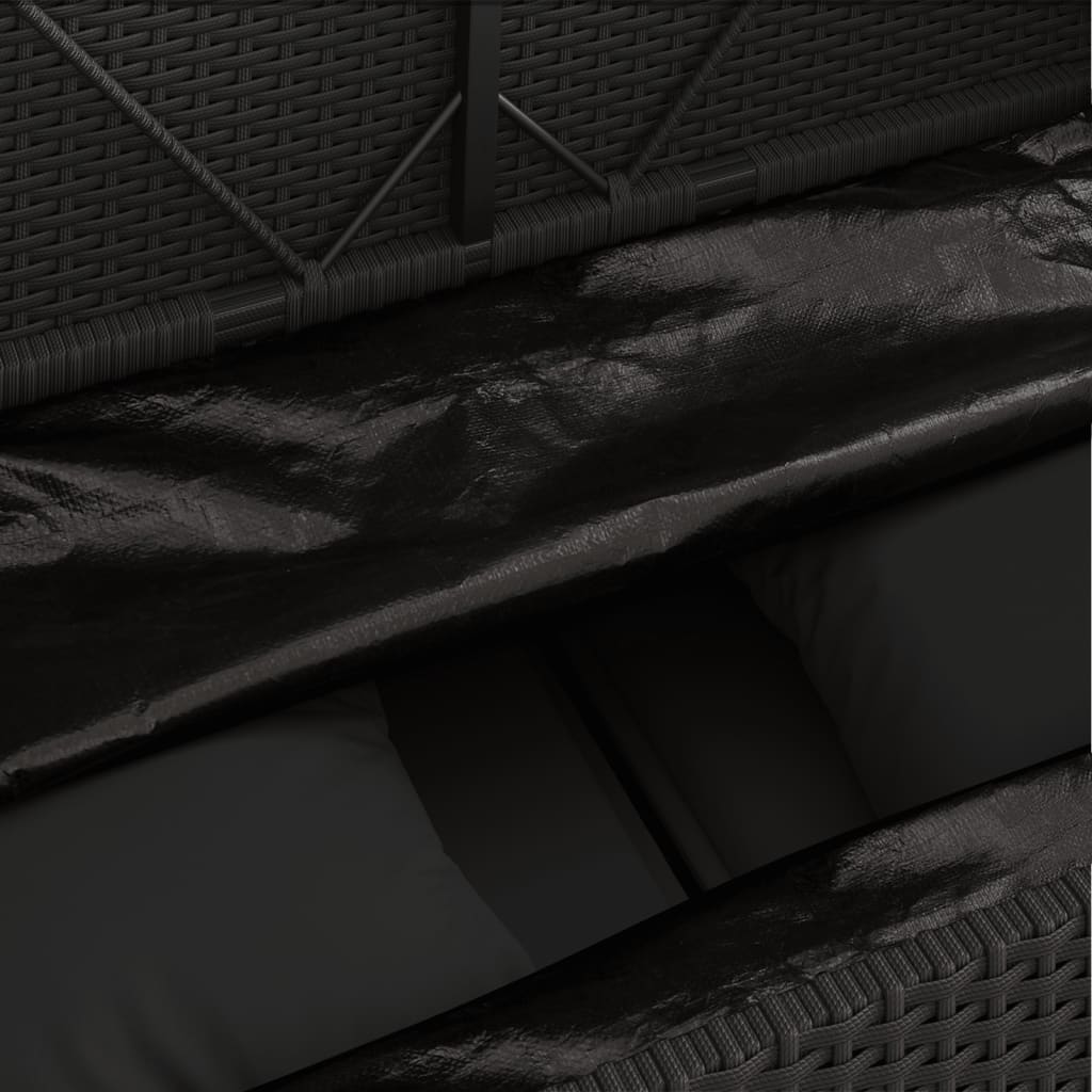 Tuinbank met kussens poly rattan zwart is nu te koop bij PeponiXL, paradijselijk wonen!