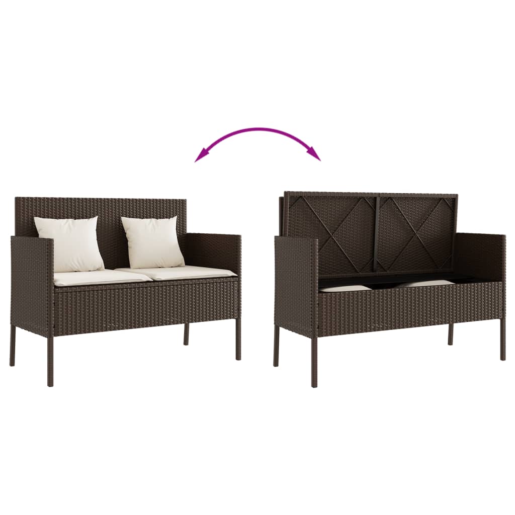 Tuinbank met kussens poly rattan bruin is nu te koop bij PeponiXL, paradijselijk wonen!