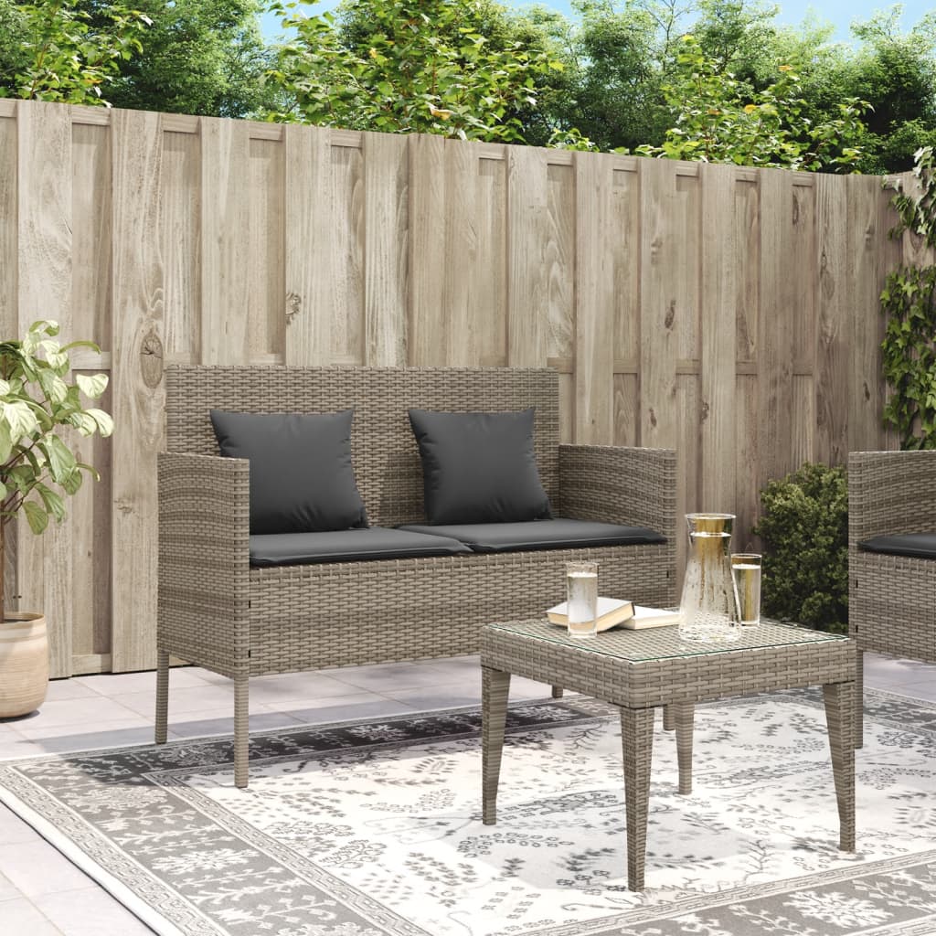 Tuinbank met kussens poly rattan grijs is nu te koop bij PeponiXL, paradijselijk wonen!