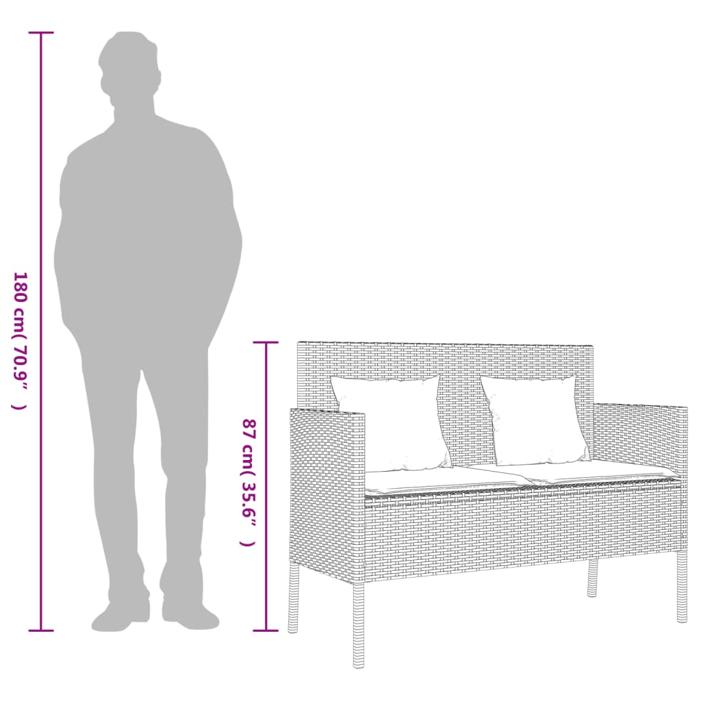 Tuinbank met kussens poly rattan grijs is nu te koop bij PeponiXL, paradijselijk wonen!