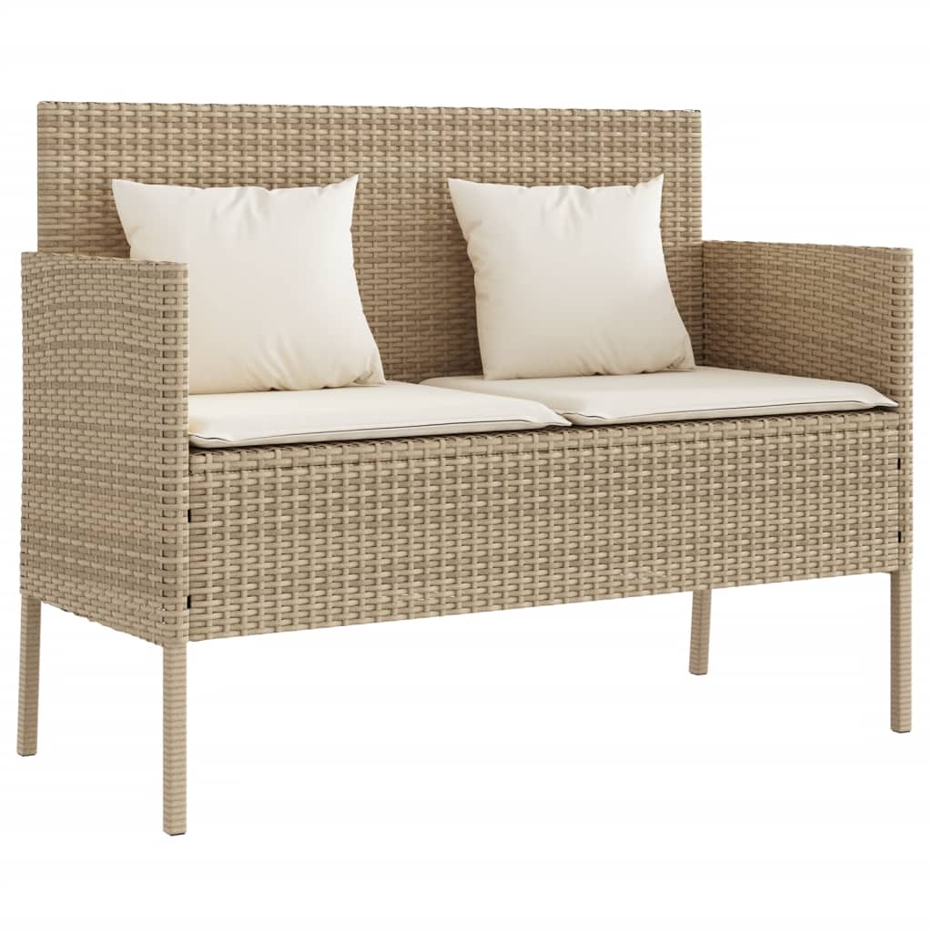 Tuinbank met kussens poly rattan beige is nu te koop bij PeponiXL, paradijselijk wonen!