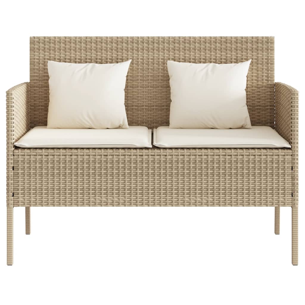 Tuinbank met kussens poly rattan beige is nu te koop bij PeponiXL, paradijselijk wonen!