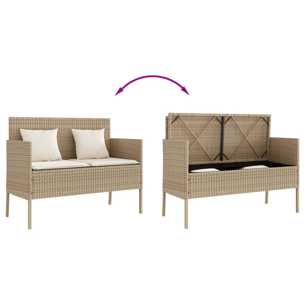 Tuinbank met kussens poly rattan beige is nu te koop bij PeponiXL, paradijselijk wonen!