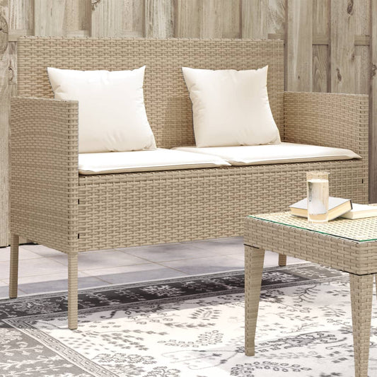 Tuinbank met kussens poly rattan beige is nu te koop bij PeponiXL, paradijselijk wonen!