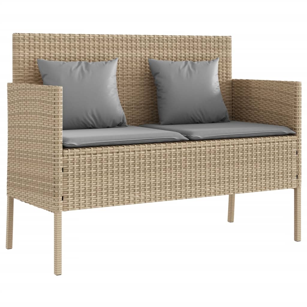 Tuinbank met kussens poly rattan beige is nu te koop bij PeponiXL, paradijselijk wonen!