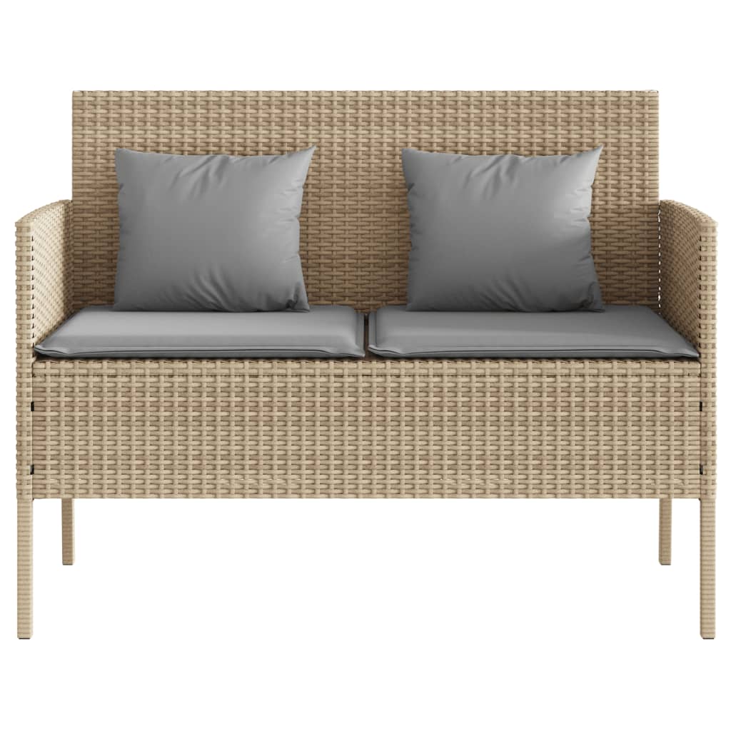 Tuinbank met kussens poly rattan beige is nu te koop bij PeponiXL, paradijselijk wonen!