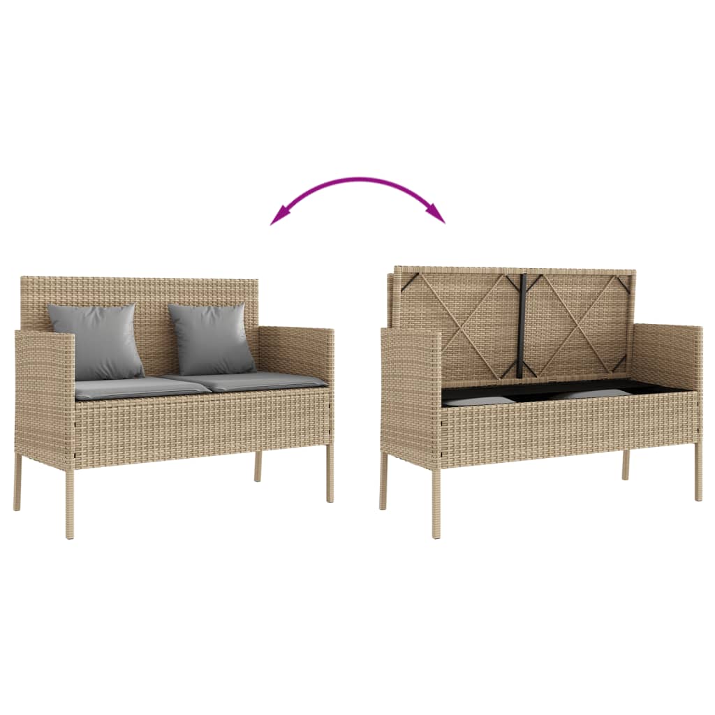 Tuinbank met kussens poly rattan beige is nu te koop bij PeponiXL, paradijselijk wonen!
