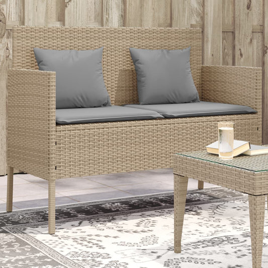 Tuinbank met kussens poly rattan beige is nu te koop bij PeponiXL, paradijselijk wonen!