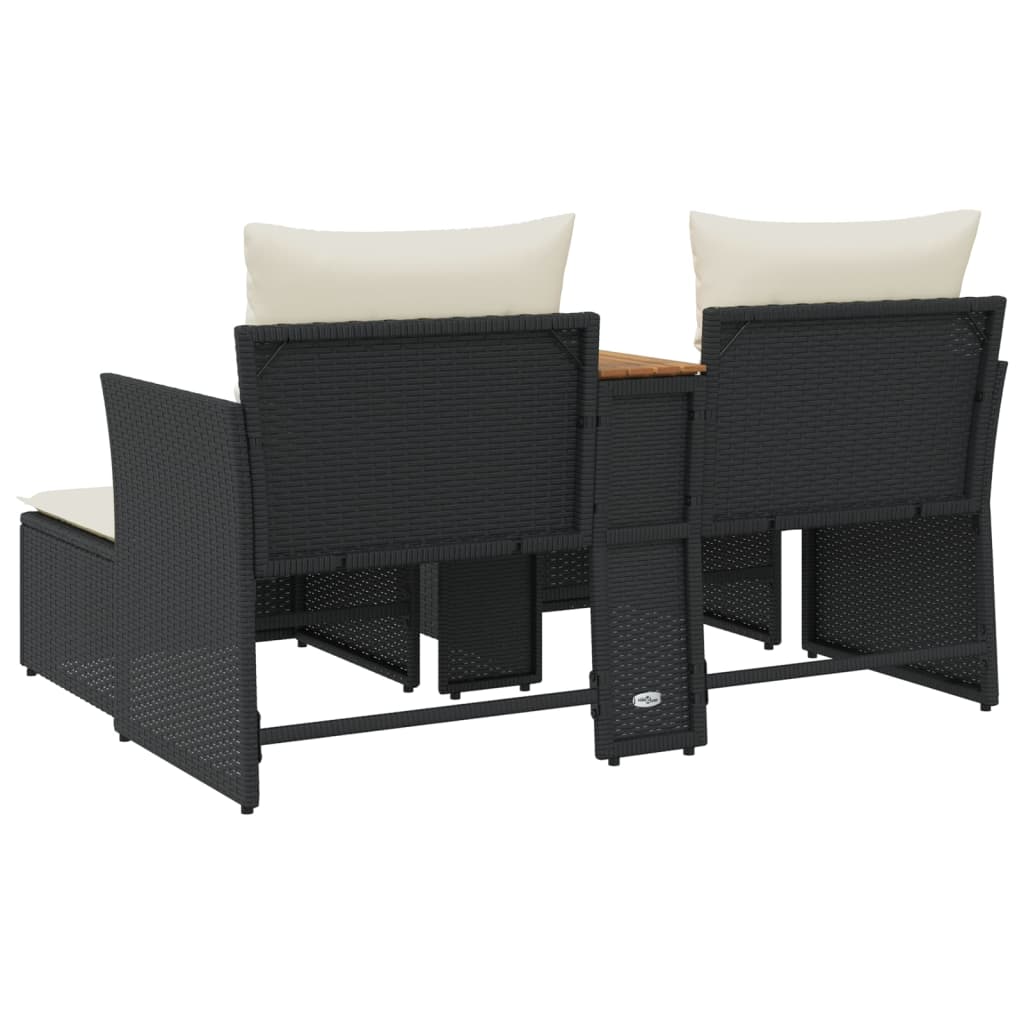 Tuinbank 2-zits met voetenbanken poly rattan zwart is nu te koop bij PeponiXL, paradijselijk wonen!