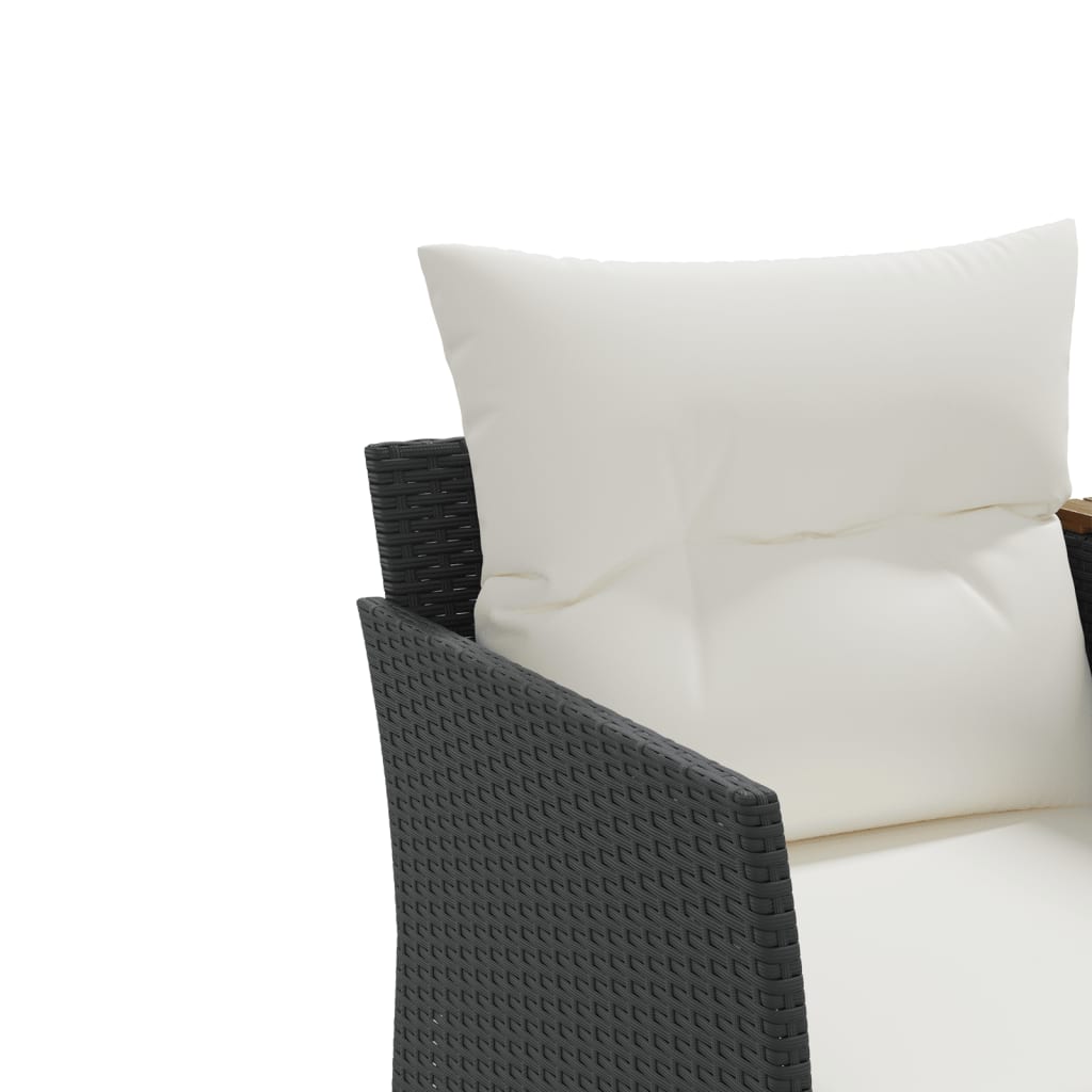 Tuinbank 2-zits met voetenbanken poly rattan zwart is nu te koop bij PeponiXL, paradijselijk wonen!