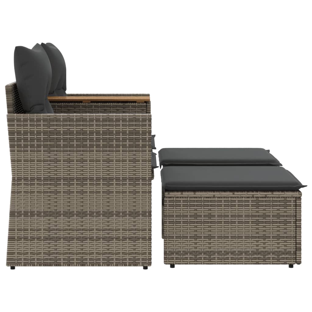 Tuinbank 2-zits met voetenbanken poly rattan grijs is nu te koop bij PeponiXL, paradijselijk wonen!