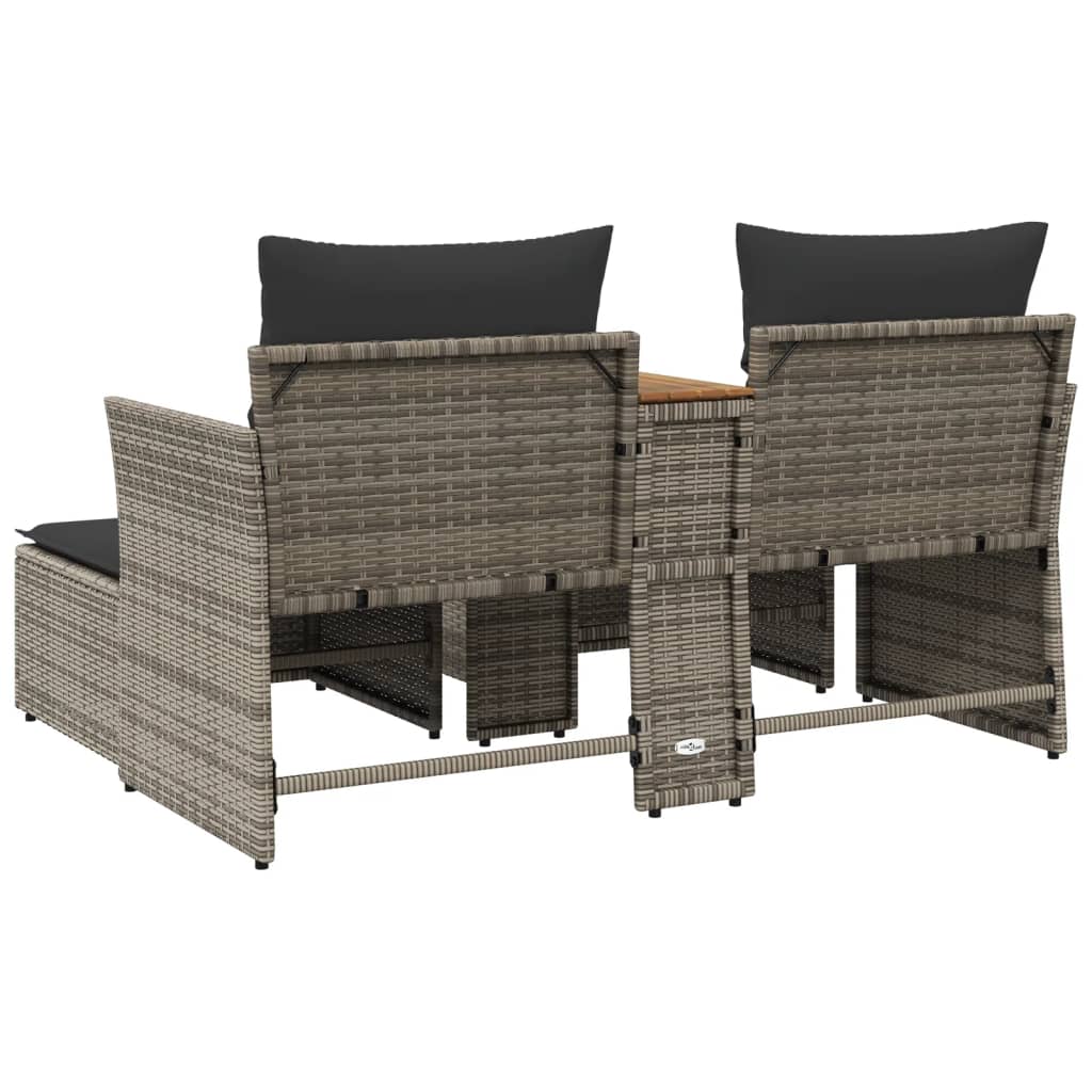 Tuinbank 2-zits met voetenbanken poly rattan grijs is nu te koop bij PeponiXL, paradijselijk wonen!
