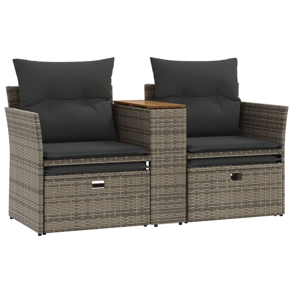 Tuinbank 2-zits met voetenbanken poly rattan grijs is nu te koop bij PeponiXL, paradijselijk wonen!