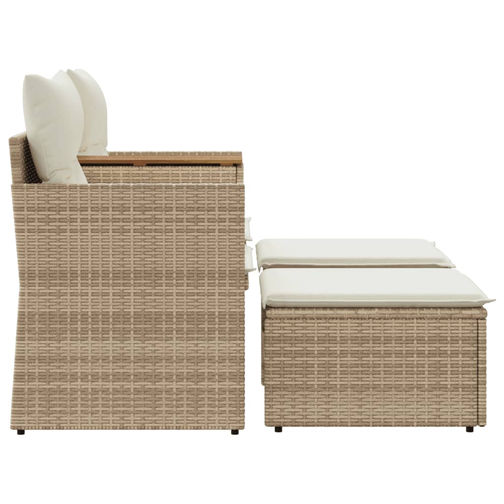 Tuinbank 2-zits met voetenbanken poly rattan beige is nu te koop bij PeponiXL, paradijselijk wonen!