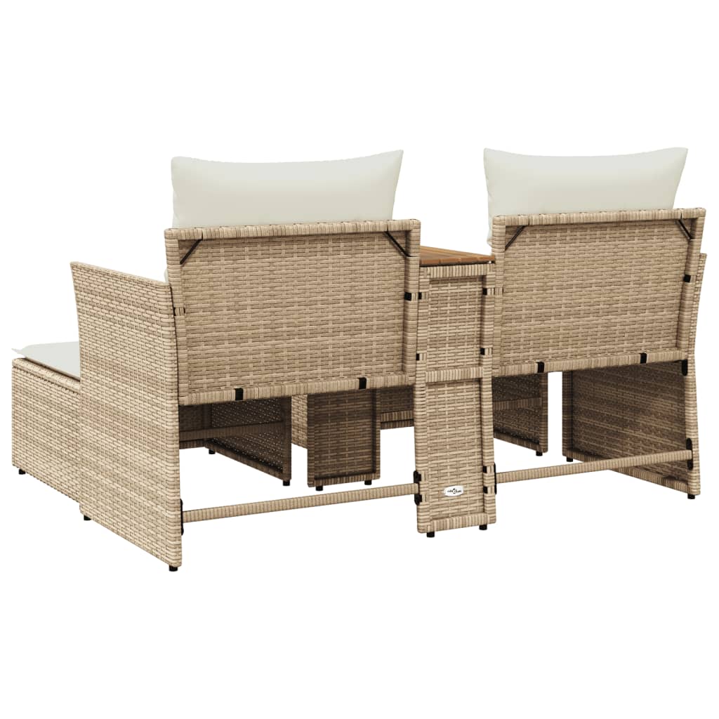 Tuinbank 2-zits met voetenbanken poly rattan beige is nu te koop bij PeponiXL, paradijselijk wonen!