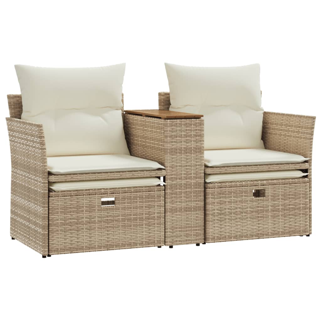 Tuinbank 2-zits met voetenbanken poly rattan beige is nu te koop bij PeponiXL, paradijselijk wonen!