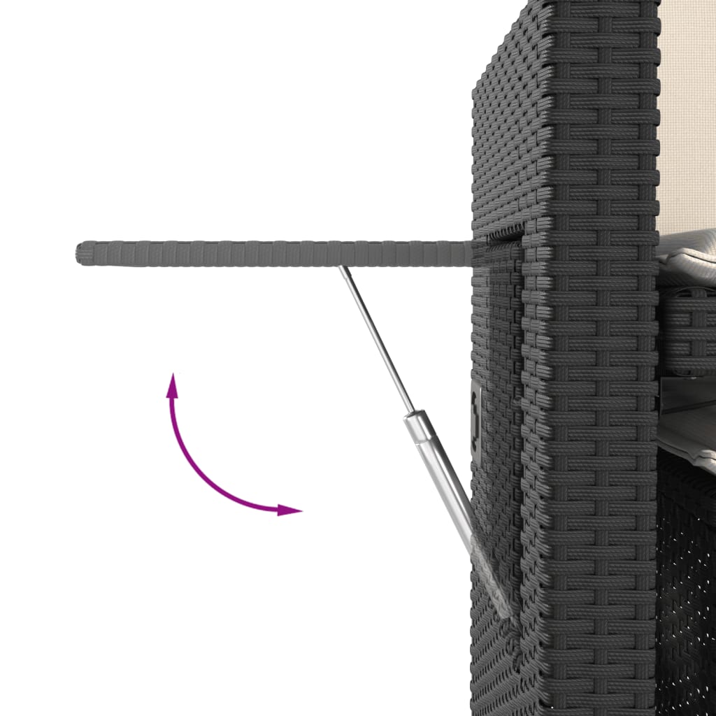 Tuinbankje verstelbaar met kussens poly rattan zwart is nu te koop bij PeponiXL, paradijselijk wonen!
