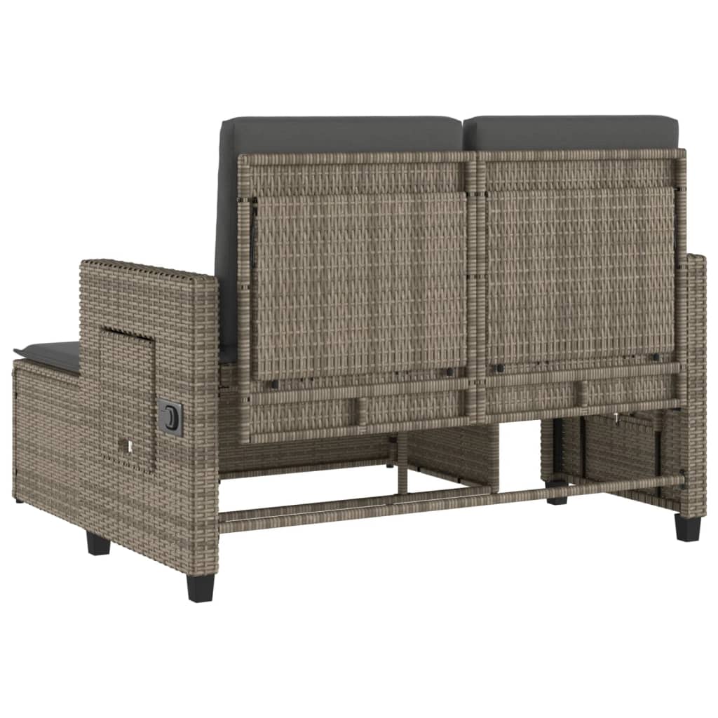 Tuinbankje verstelbaar met kussens poly rattan grijs is nu te koop bij PeponiXL, paradijselijk wonen!