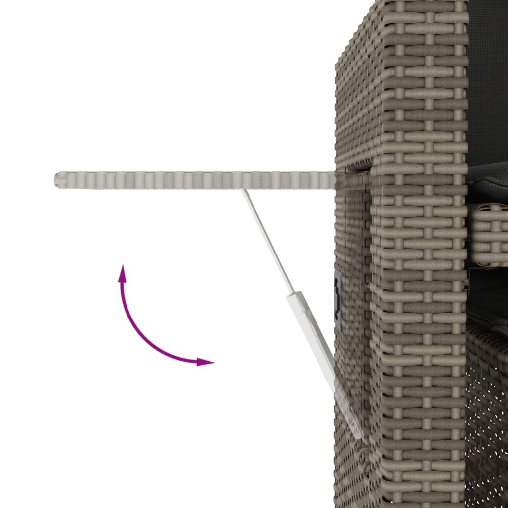 Tuinbankje verstelbaar met kussens poly rattan grijs is nu te koop bij PeponiXL, paradijselijk wonen!
